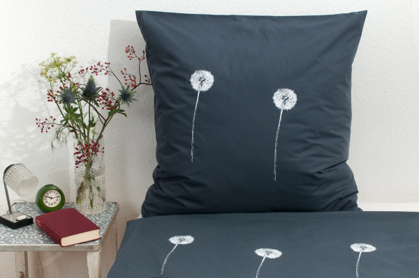 Bio-Kissenbezug Pusteblume, anthrazit 90*70 Ö
