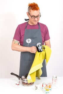 Handgewebte Kochschürze Pusteblume graphit