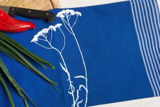 Handgewebtes Geschirrtuch Schafgarbe blau