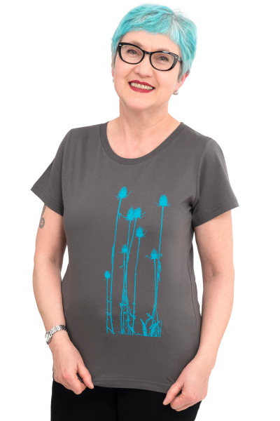 Frauen T-Shirt Kenia Distel dunkelgrau L