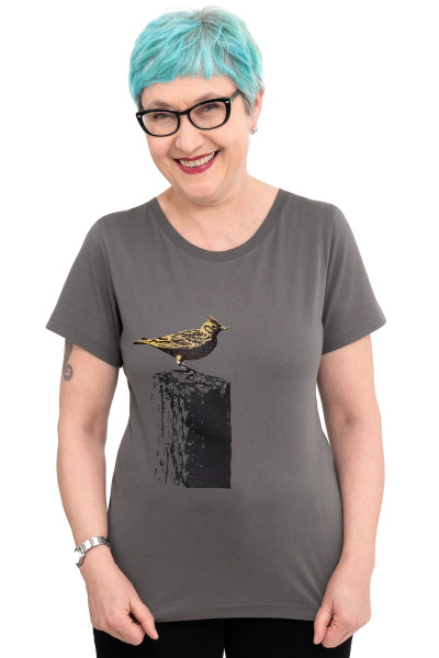 Frauen T-Shirt Kenia Tempelhofer Feldlerche grau S