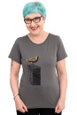 Frauen T-Shirt Kenia Tempelhofer Feldlerche grau L