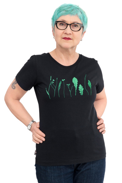 Frauen T-Shirt Kenia Finnischer Garten schwarz L