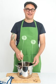 Handgewebte Kochschürze Pusteblume grün