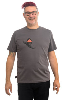 Männershirt Kenia Rotkehlchen dunkelgrau L