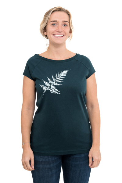 Frauenshirt Kenia Fair Trade Raglan Farn, dunkelgrün L
