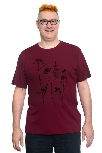 Männershirt Schmetterlingswiese weinrot S