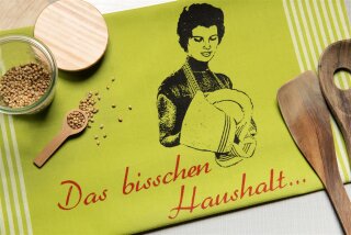 Handgewebtes Geschirrtuch Das bisschen Haushalt... hellgrün