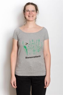 Frauenshirt Bienenretterin hellgrau-meliert