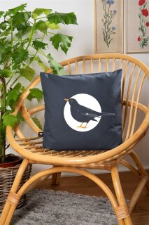 Bio-Kissenbezug Amsel, anthrazit 40x40 cm