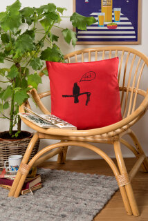Kissenbezug Die Amsel sagt fuck, rot 40*40