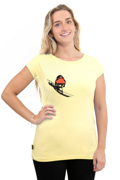 Frauen Raglan-Shirt Kenia Rotkehlchen gelb  M
